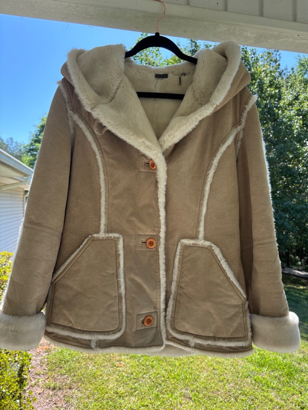 Fleet Street Genuine Leather Hooded Coat